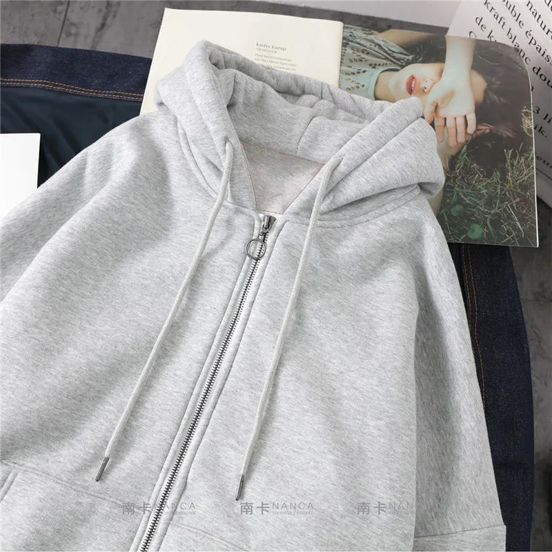 Lazy Plush and Thick Zip-up hoodie coat