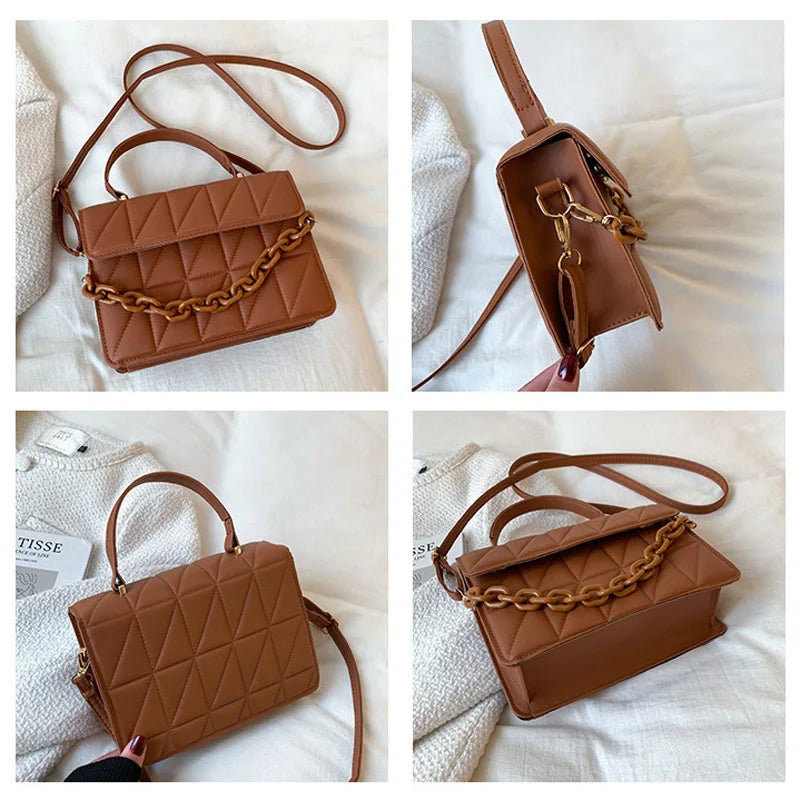 Plaid Bag with Chain Handbags