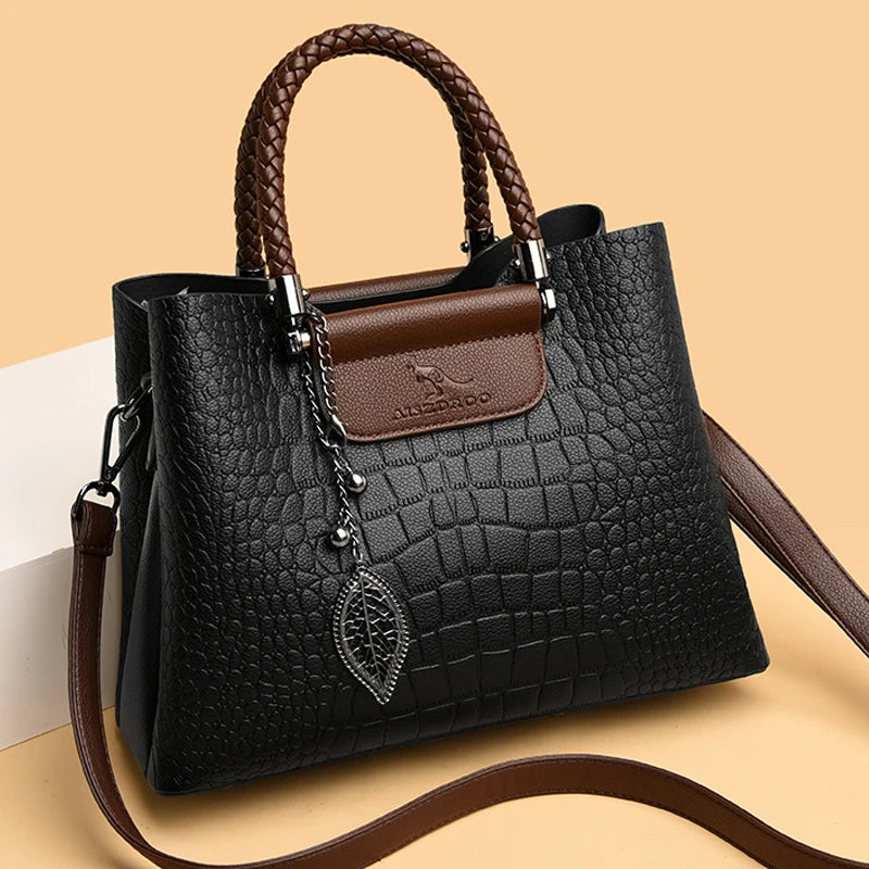 3 Layers High Quality Leather Handbag