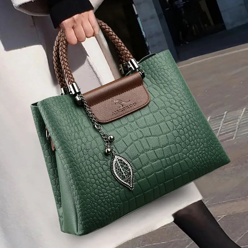 3 Layers High Quality Leather Handbag