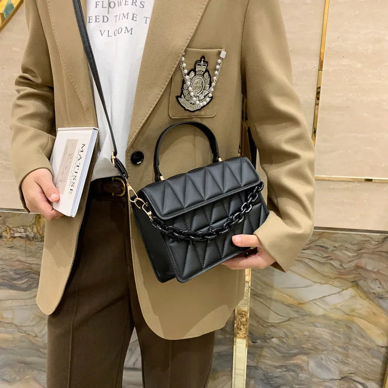 Plaid Bag with Chain Handbags