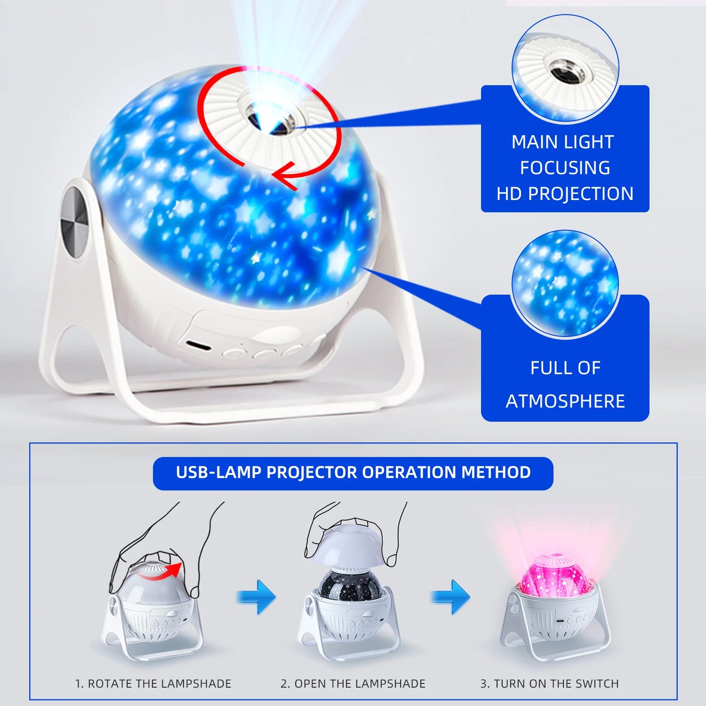 Rotating LED Star Projector Night Light