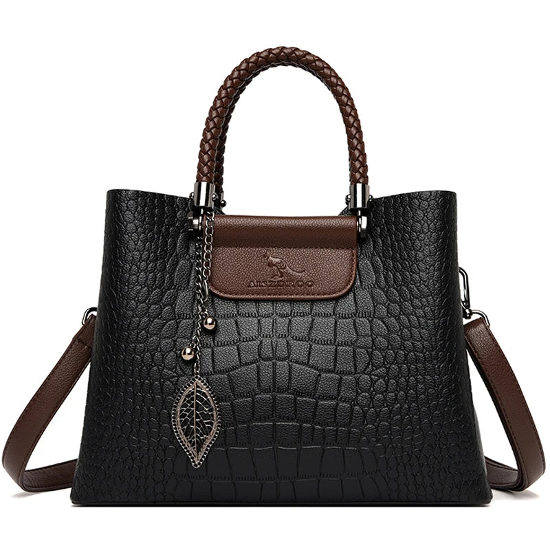 3 Layers High Quality Leather Handbag