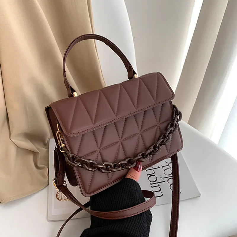 Plaid Bag with Chain Handbags