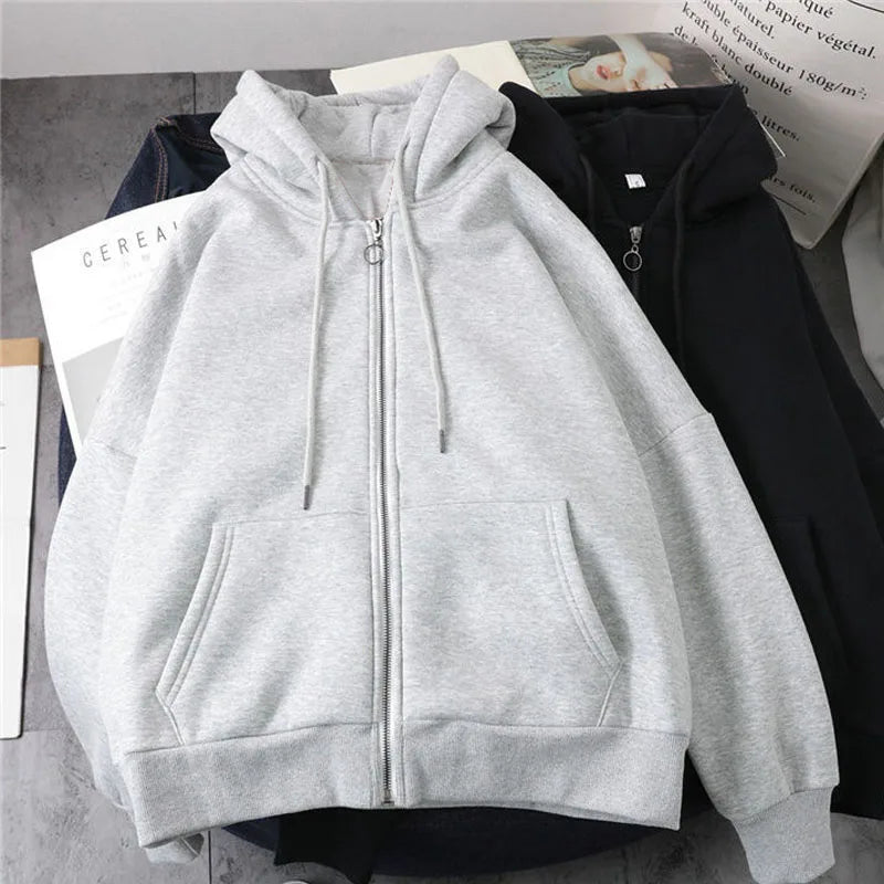 Lazy Plush and Thick Zip-up hoodie coat
