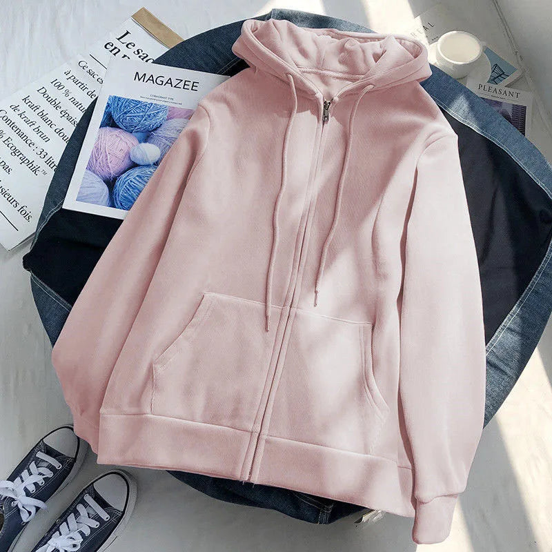 Lazy Plush and Thick Zip-up hoodie coat