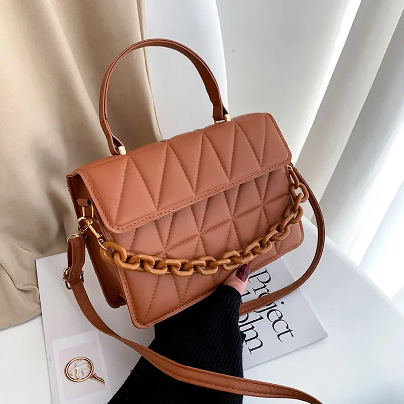 Plaid Bag with Chain Handbags