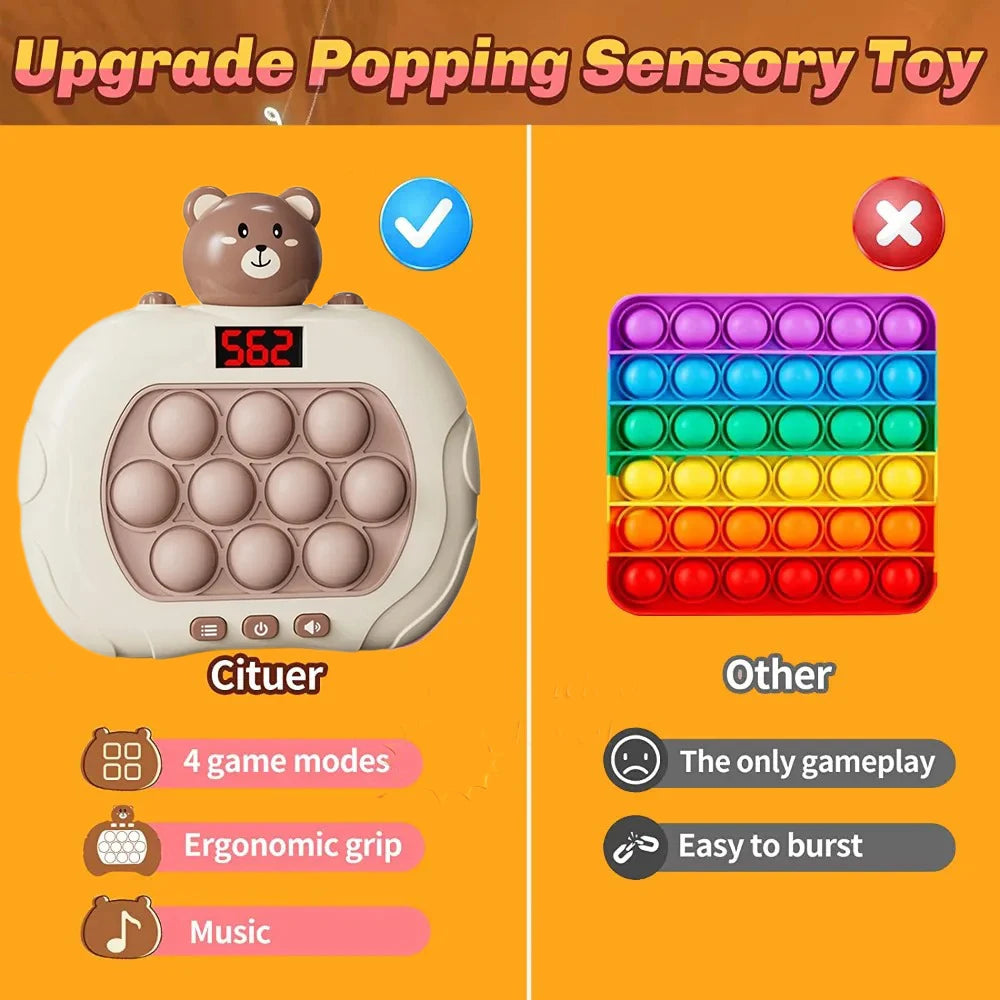 Pop Light Fidget Game Quick Push Bubble Game Portable Handheld Handle Toys Boys Girls Gift for Kids Machine Relieve Stress Toys