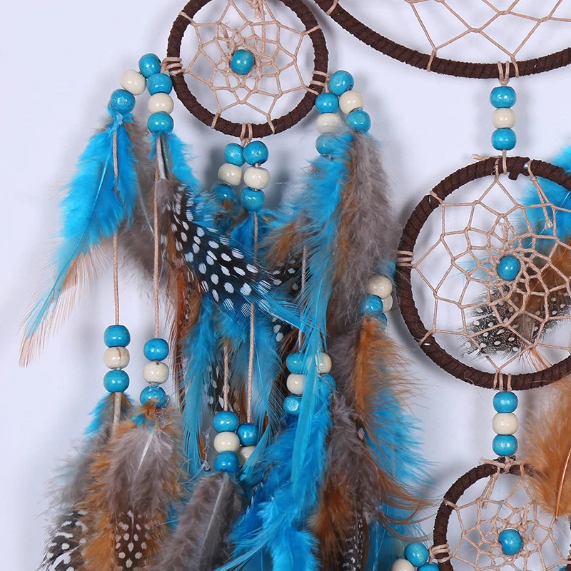 Handmade Indian Dream Catcher with Rattan Bead Feathers