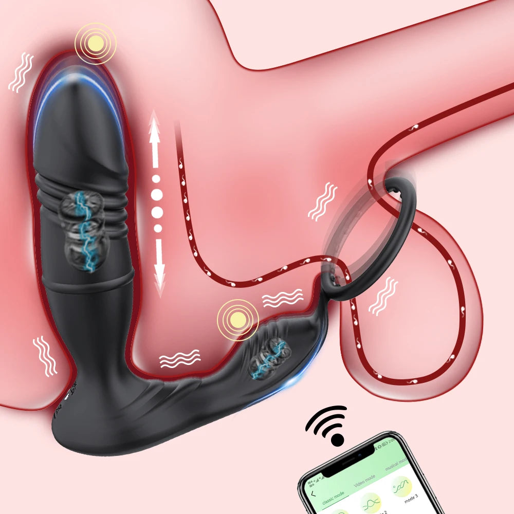 Male Thrusting Prostate Massager with Bluetooth APP Vibrator for Men