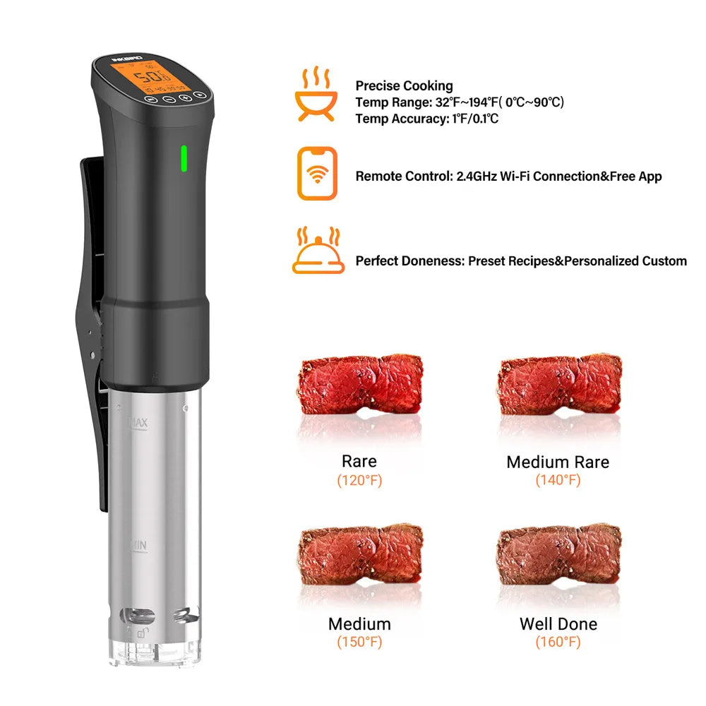 Wi-Fi Precision Cooker Powerful and Durable Immersion Circulator with Stainless Steel Components