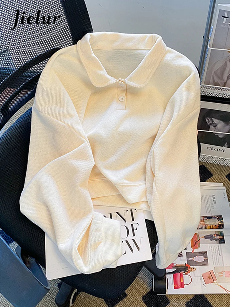 Apricot Long Sleeve Polo with Collar M-XL