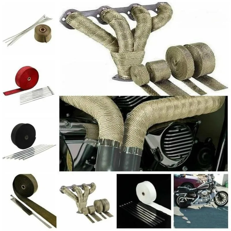5M Roll Fiberglass Heat Shield Motorcycle Exhaust Thermal Tape