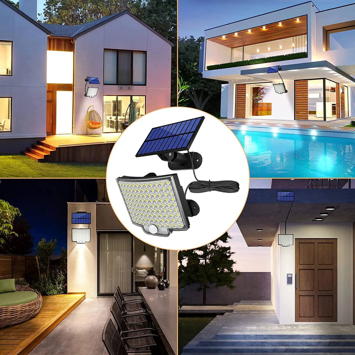 Super Bright Motion Sensor Solar Strong Power LED Light with 4 Working Modes