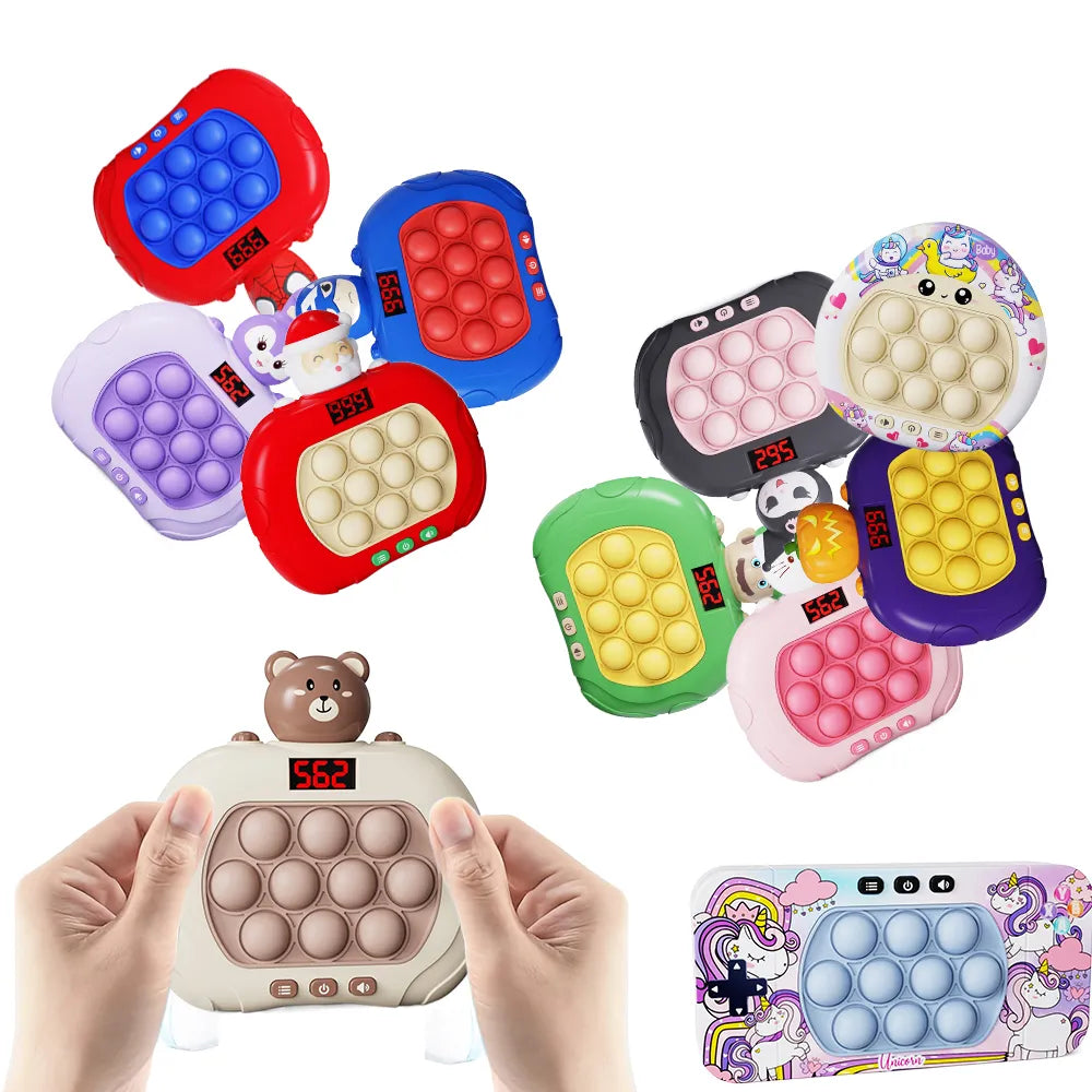 Pop Light Fidget Game Quick Push Bubble Game Portable Handheld Handle Toys Boys Girls Gift for Kids Machine Relieve Stress Toys
