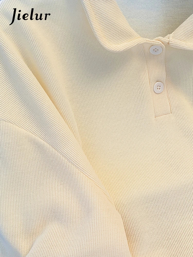 Apricot Long Sleeve Polo with Collar M-XL