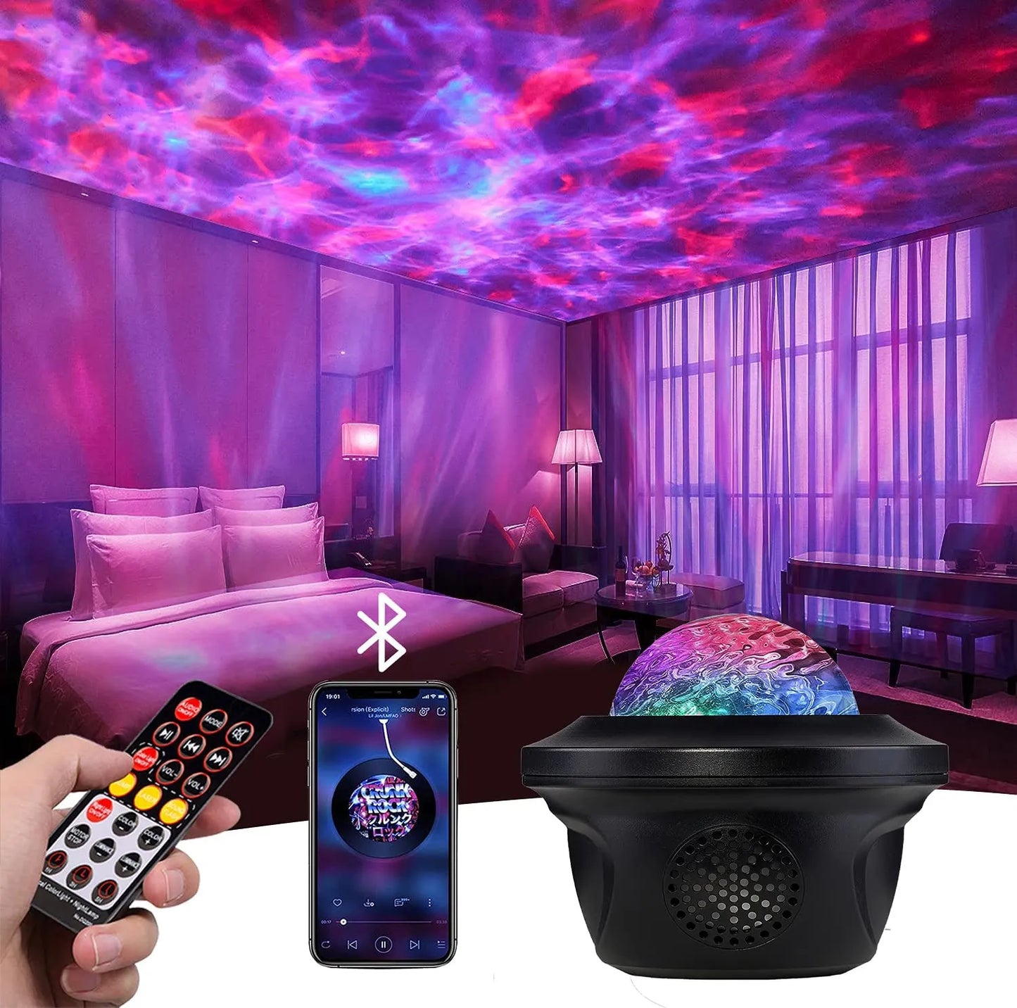 LED Star Galaxy Projector with Bluetooth-Speaker night light
