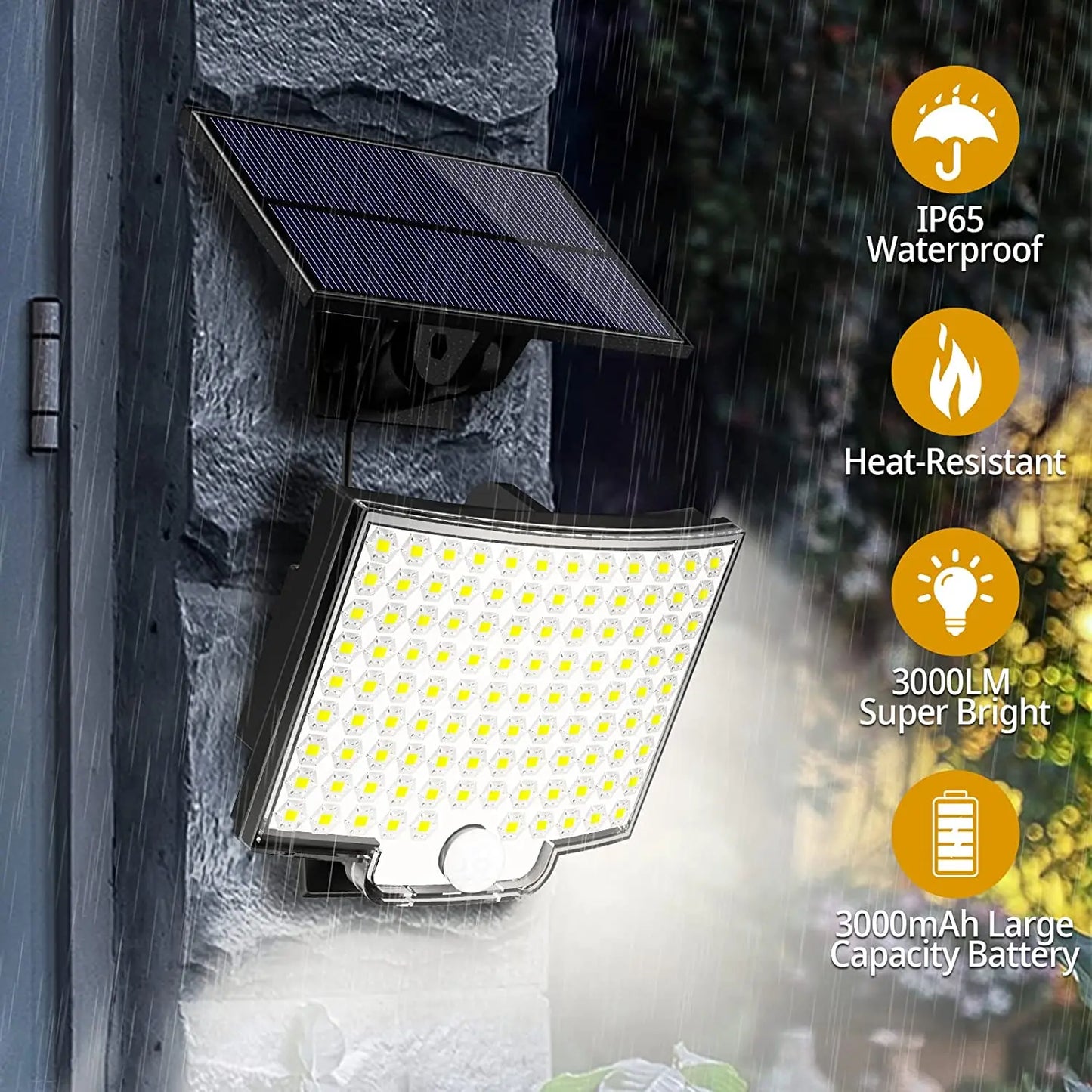 Super Bright Motion Sensor Solar Strong Power LED Light with 4 Working Modes