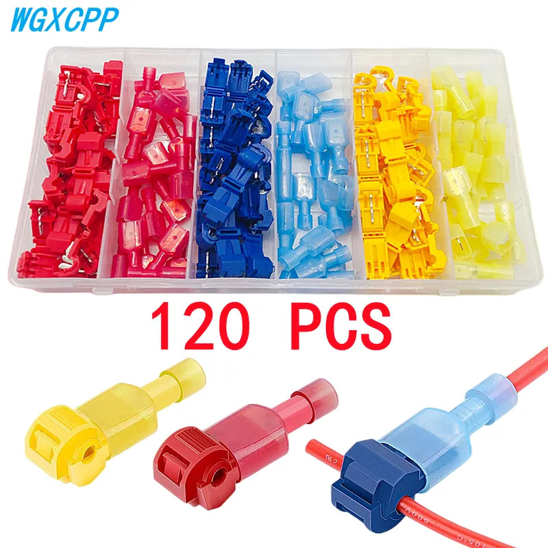 60/120PCS Boxed, T-type Crimp Terminal Wire Connection Clip