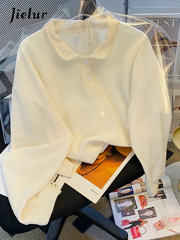 Apricot Long Sleeve Polo with Collar M-XL
