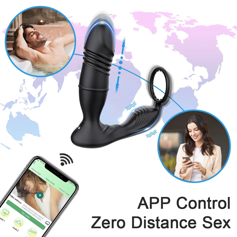 Male Thrusting Prostate Massager with Bluetooth APP Vibrator for Men