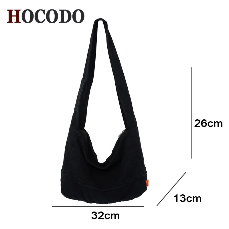 Solid Color Large Capacity Canvas Crossbody bag