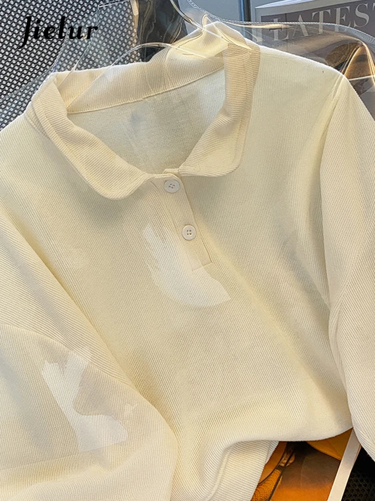 Apricot Long Sleeve Polo with Collar M-XL
