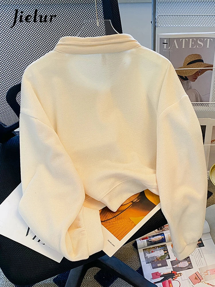 Apricot Long Sleeve Polo with Collar M-XL