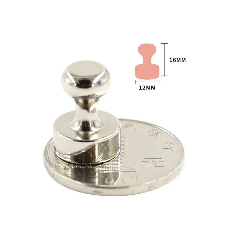 3/5/10/12pcs Super Strong Neodymium Magnetic Pushpins Sucker Thumbtack Durable Steel Magnet Push Pin for Refrigerator Whiteboard