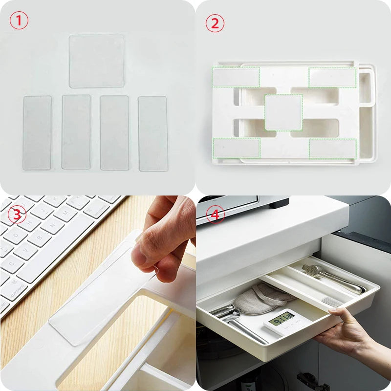 Self-Adhesive Under Desk Drawer Storage