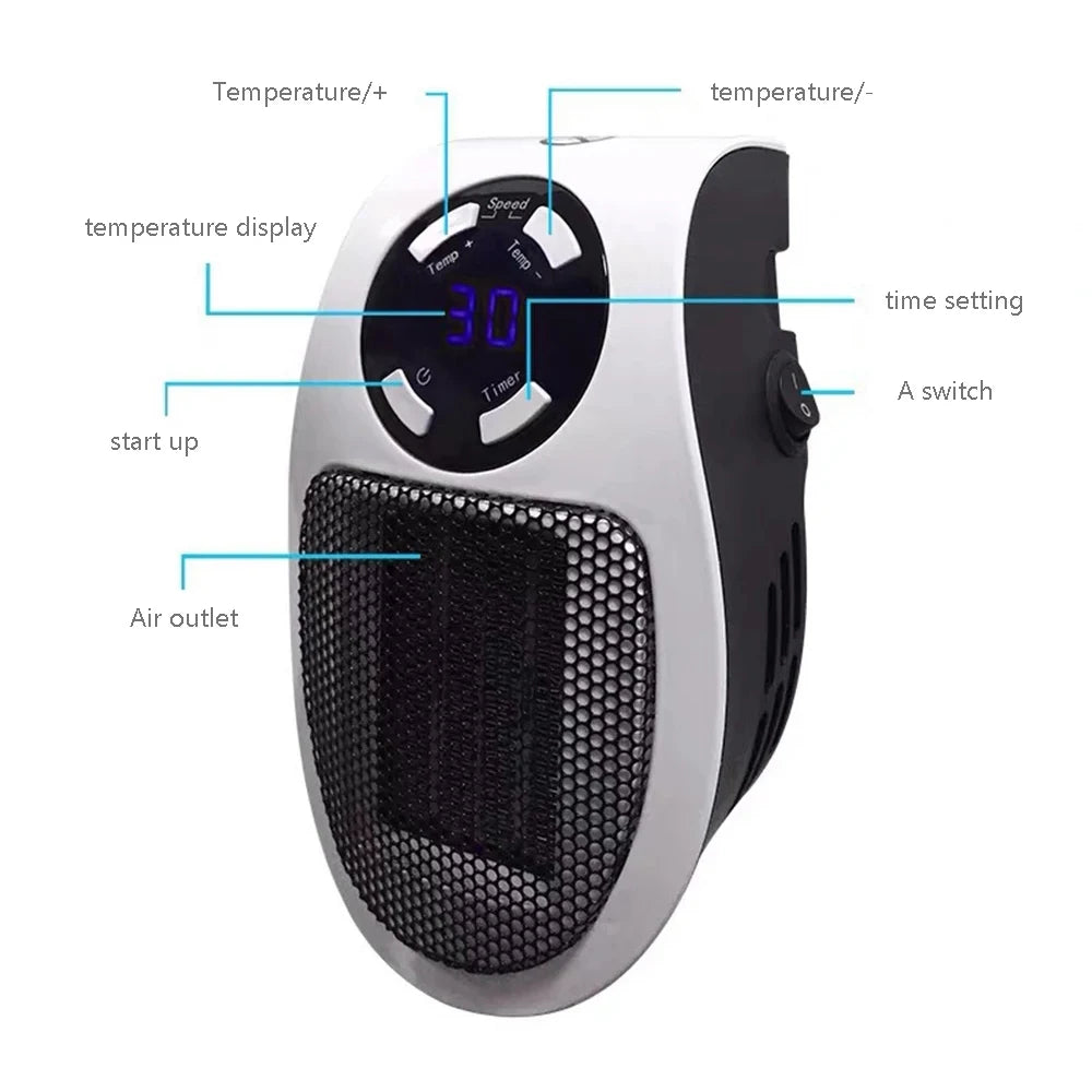 500W 220V/110V Mini Plug in Wall Electric Heater