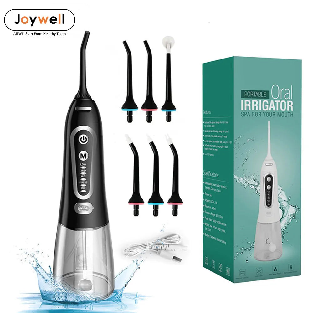 5 Modes of Portable Rechargeable Oral Irrigator with 6 Nozzles for Teeth Whitening