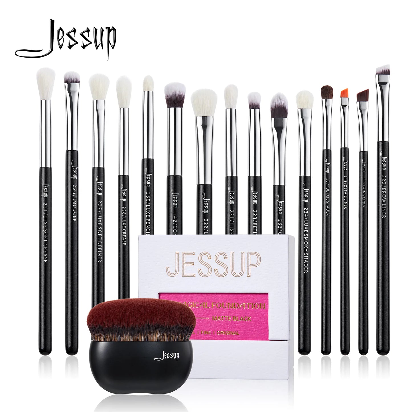 15pcs Natural Synthetic Black Eye Makeup Brushes Set