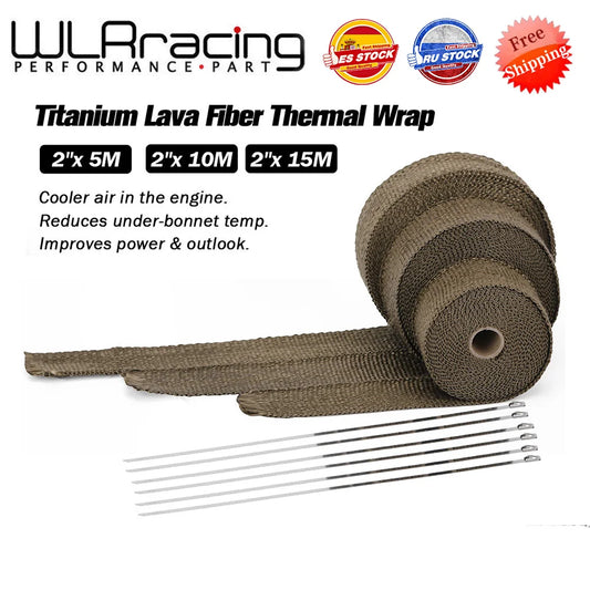 High Quality 5cm*5M 10M 15M Titanium/Black Exhaust Heat Wrap Roll