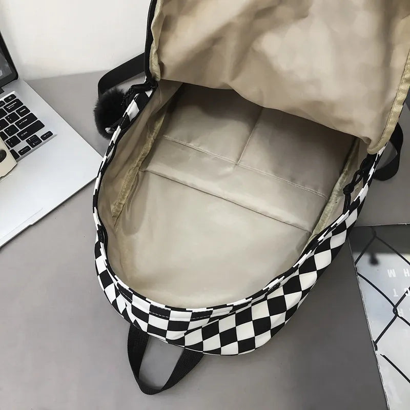 Plaid Backpack Waterproof