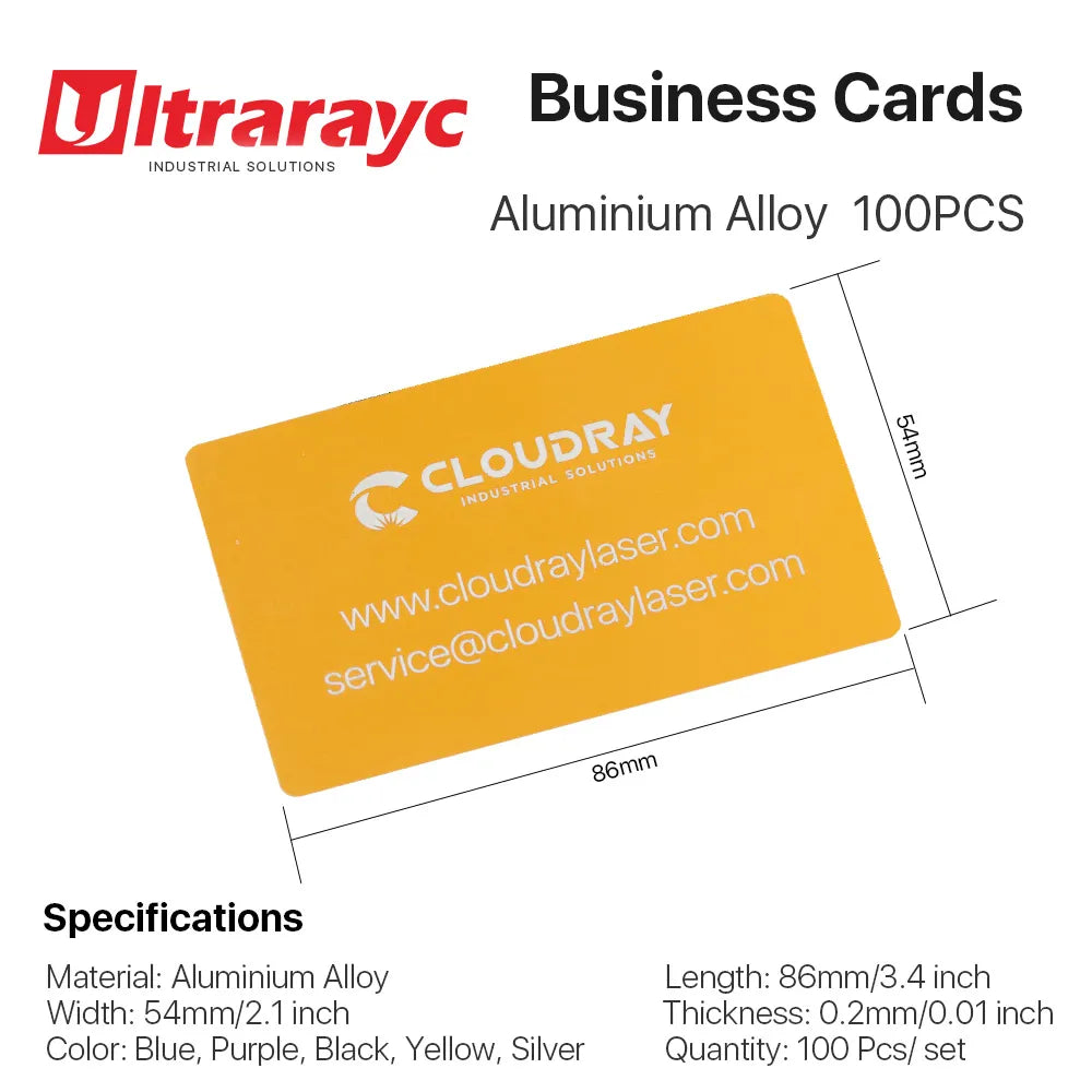 100PCS/LOT Multicolor Aluminum Alloy Business Name Cards