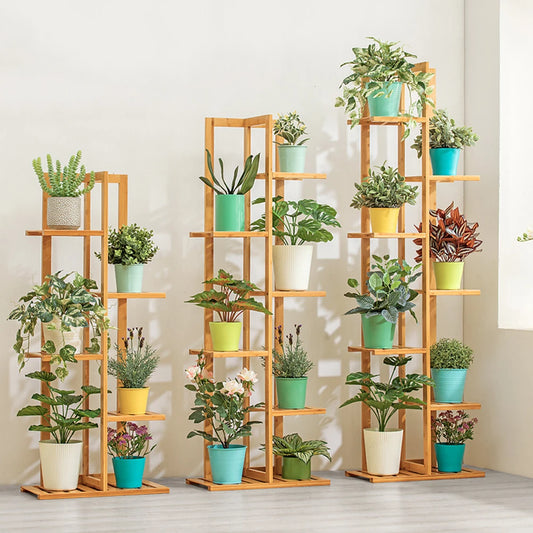 Bamboo 5 / 6  Tier  Plant Stand Rack Multiple Flower Pot Holder Shelf Indoor Outdoor Planter Display Shelving Unit for Patio