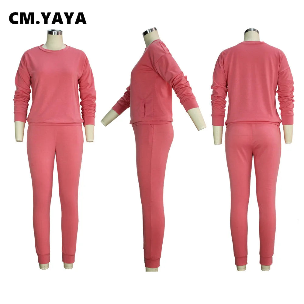 Full Sleeve Sweatshirt  + Legging Pants Suits Two Piece Set