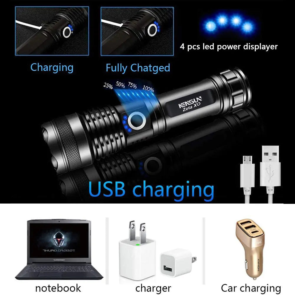 High Power Rechargeable Led Flashlight with 4 Core