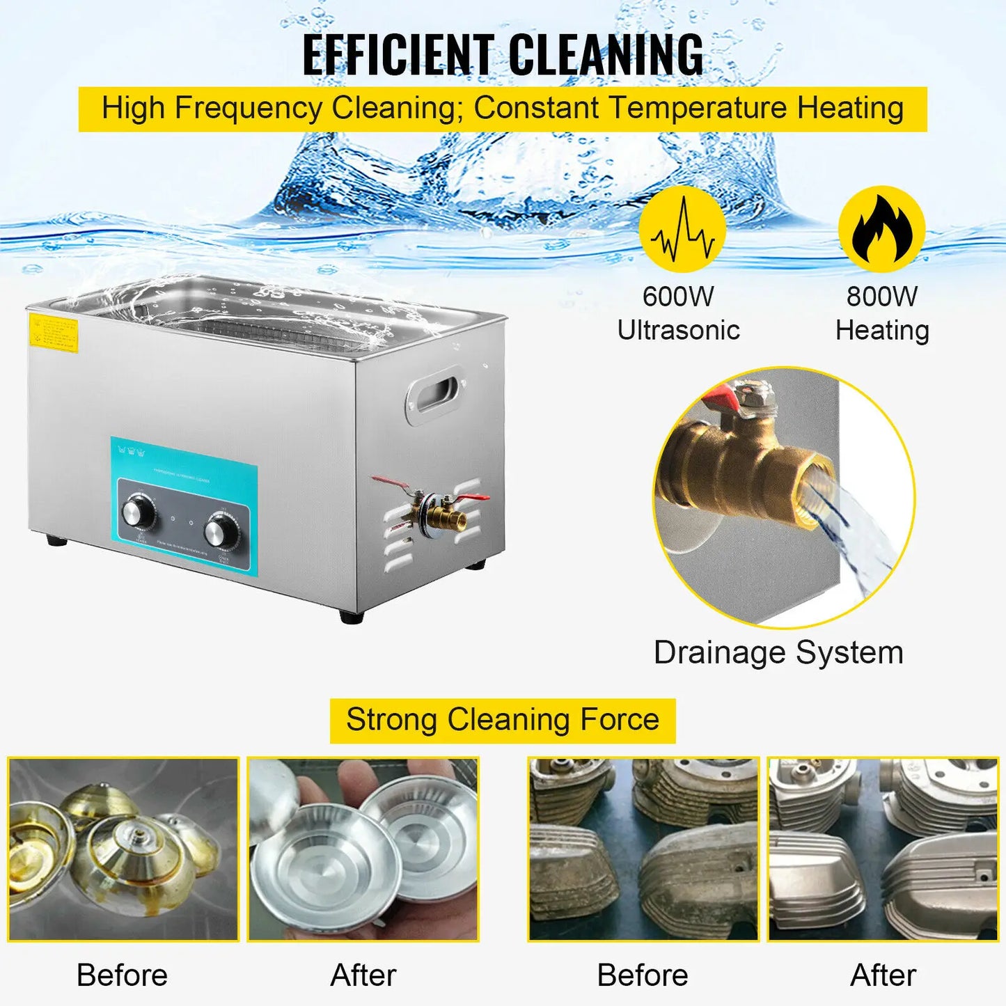 VEVOR 3L 6L 10L 15L 22L 30L Electric Ultrasonic Cleaner Portable Washing Machine Lave-Dishes Diswasher Ultrasound Home Appliance