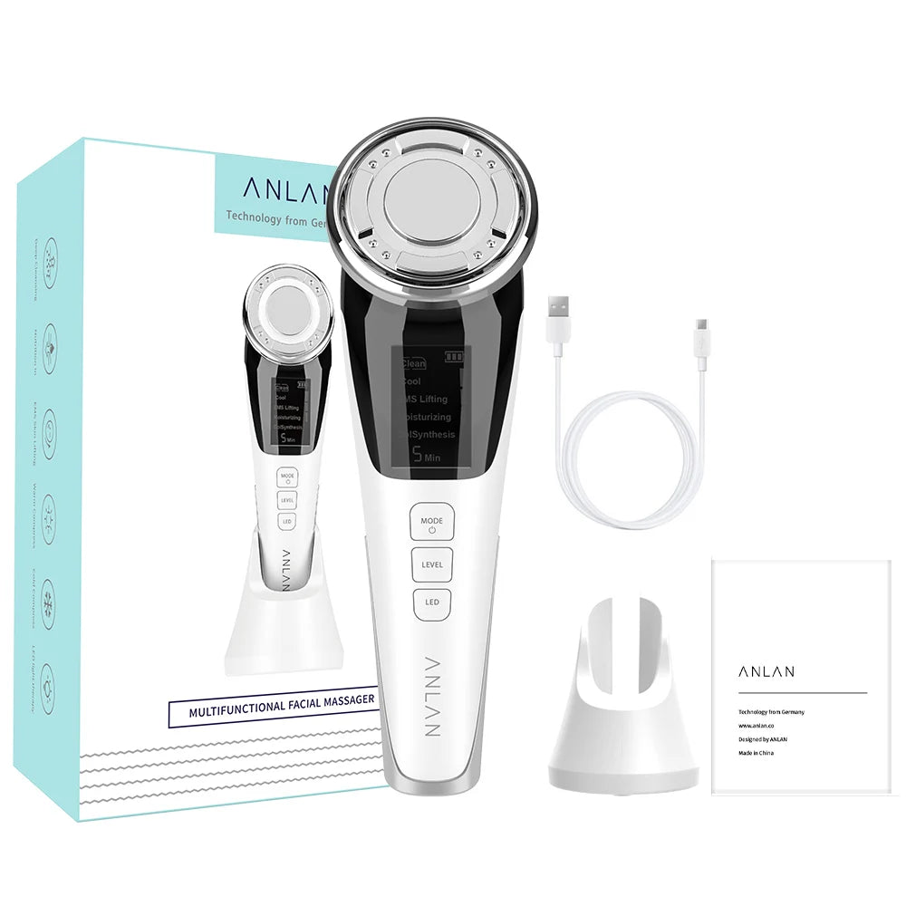 Facial Massager with LED Light for Face Lifting, Wrinkle Removal, and Skin Tightening