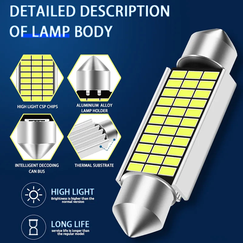 31mm, 36mm, 39mm, and 41mm high quality super bright LED bulbs