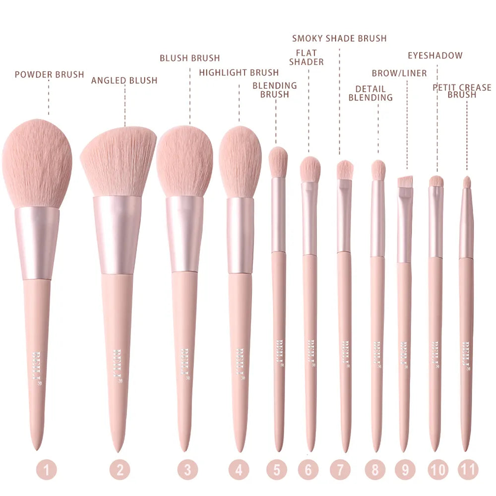 10/11 pcs. Pink Makeup Brush Set