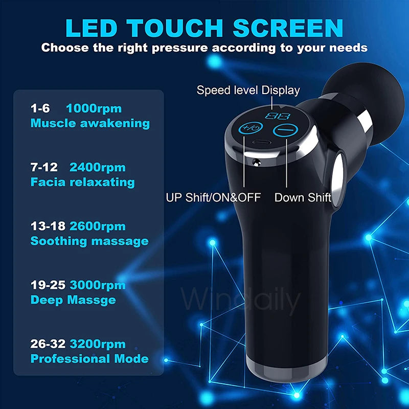 32 Speed and Touch Screen Mini LCD Massage Gun