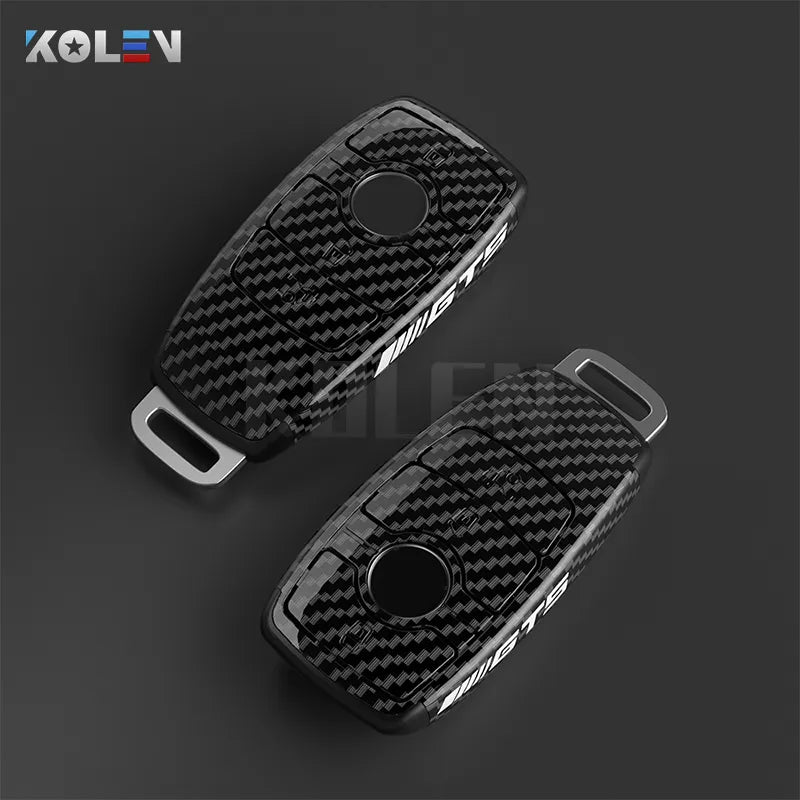 Carbon Fiber Style Car Key Case Cover For Mercedes Benz