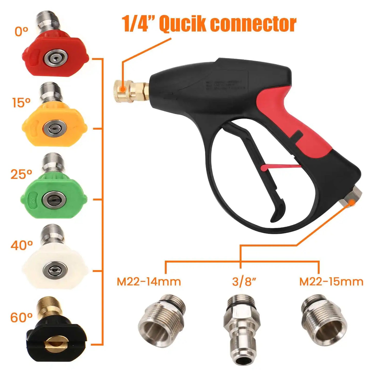 High Pressure Car Washer Gun Pump Cleaner with Nozzle Tips