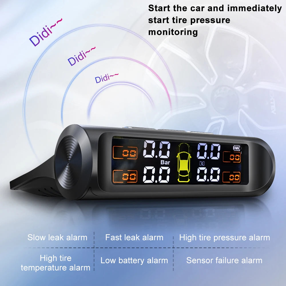 Solar Car Tire Pressure Monitoring System with 4 Wheel Internal External Sensors