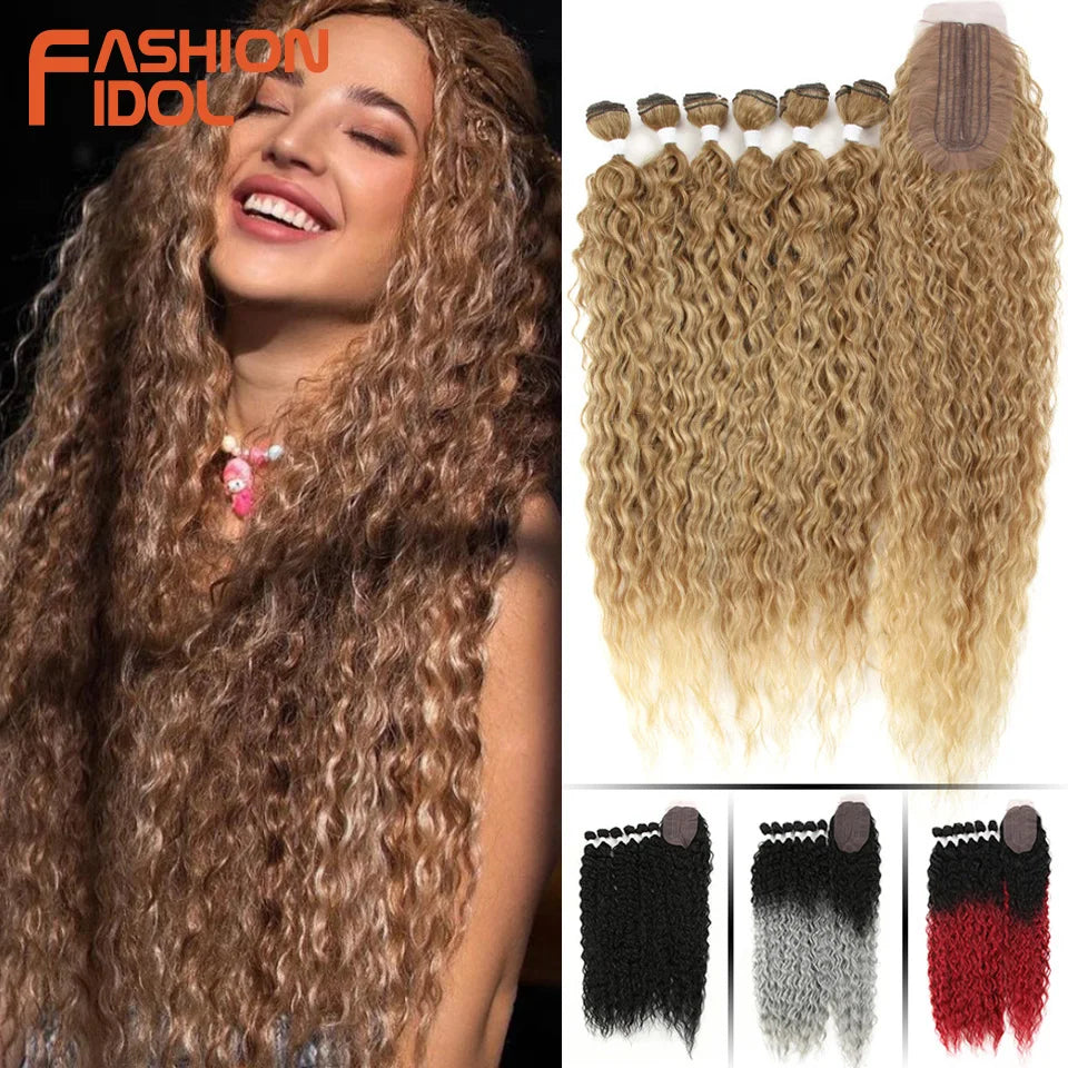 30 inch soft synthetic fake afro hair extensions