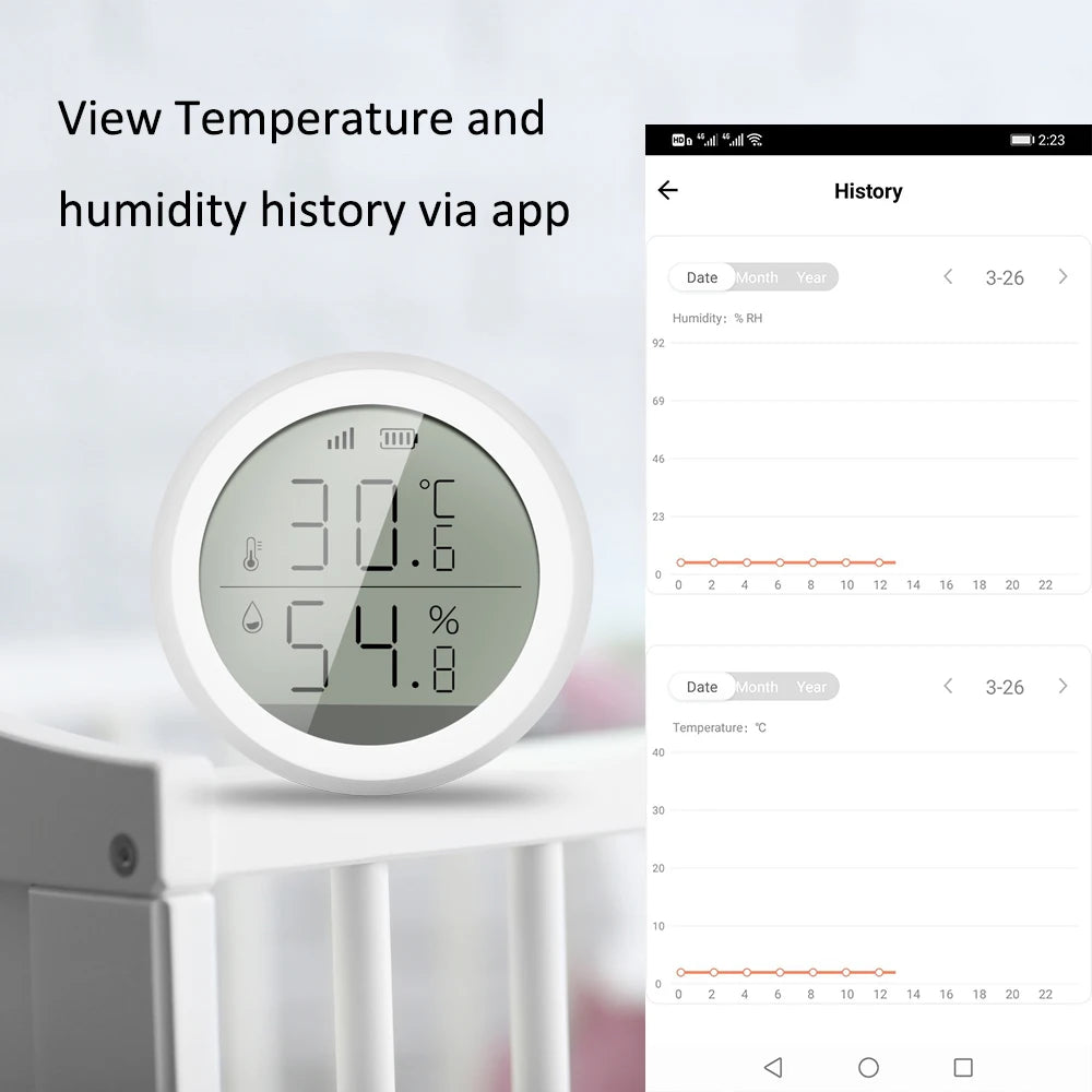 Smart Home Temperature And Humidity Sensor With LED Screen