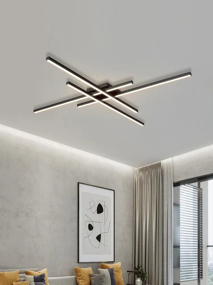 Square Black Strip ceiling lamp